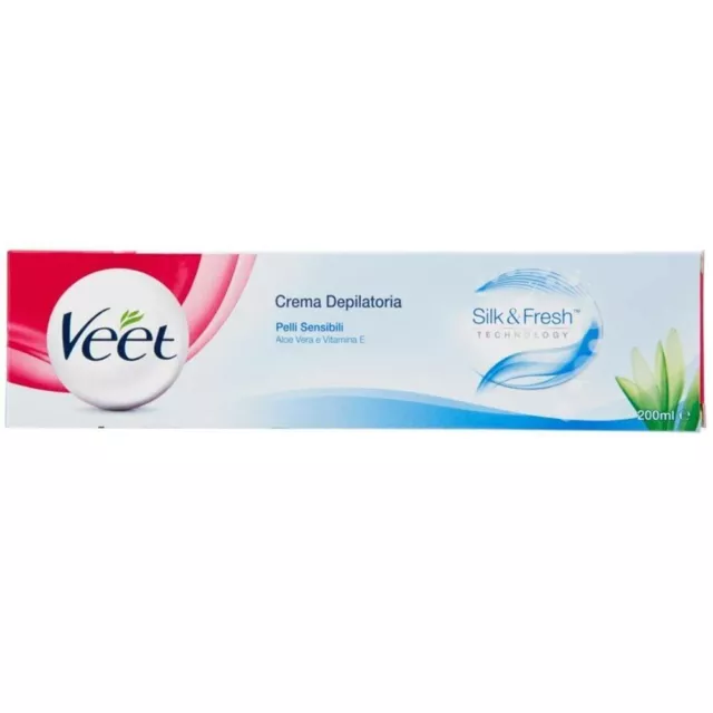 Veet Crema Depilatoria Silk e Fresh Pelli Sensibili con Aloe Vera 200 ml