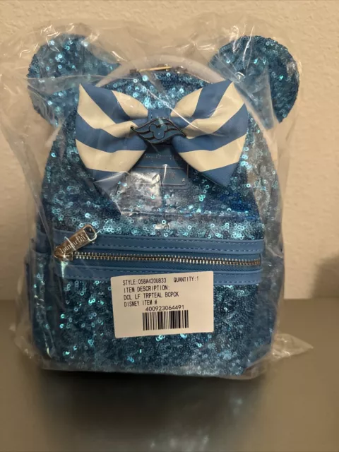 Disney Cruise Line Loungefly Teal Minnie Mouse Sequin Mini backpack NWT