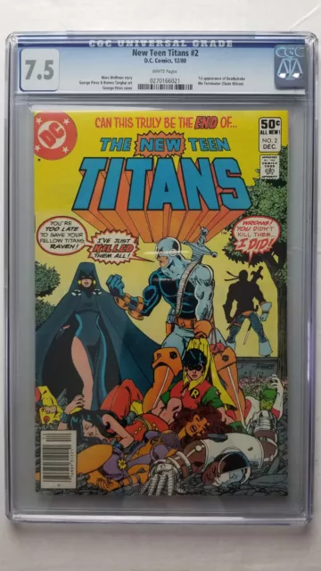 New Teen Titans #2 CGC 7.5 VF-   1st Appearance Deathstroke  WHITE