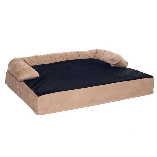 Extra Large Tan Orthopedic Memory Foam Dog Pet Bed with Bolster - Super Soft!