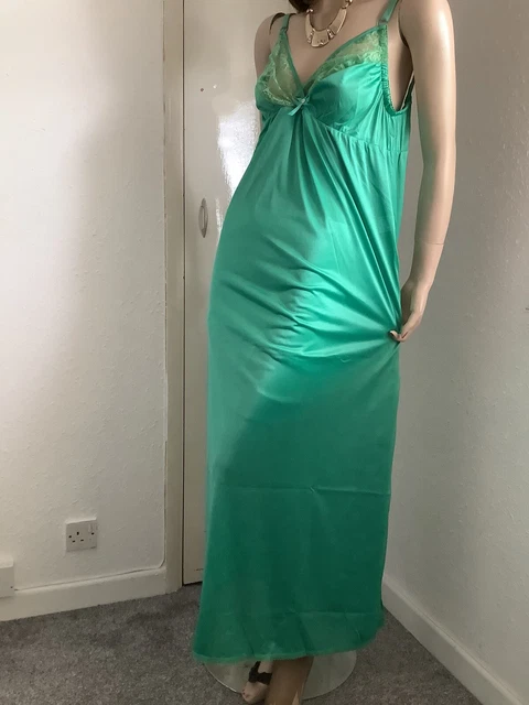Reggiseno Fab Nuovo di Nuova Nuova Foglia Verde Seto Pizzo Lungo Lunghezza Formale Slip Camicia da Notte L-XXL NUOVO CON ETICHETTE