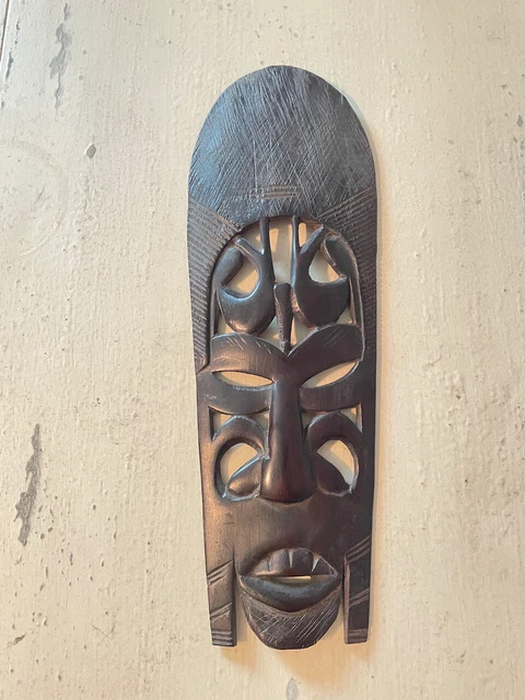 1970's MAKONDE TRIBE TANZANIA AFRICAN MASK BLACK EBONY WOOD WALL ART