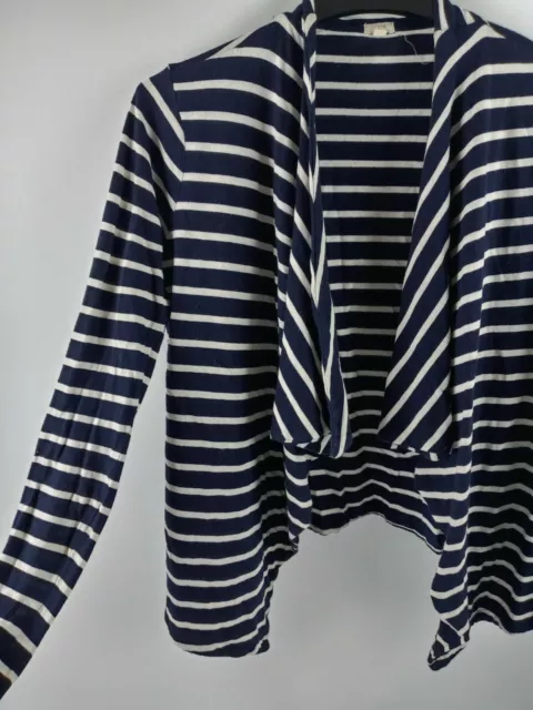 J Crew Womens Navy Blue and White Stripe Drape front long sleeve crop Size Small 3