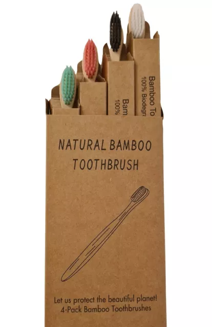 Eco Friendly & Biodegradable Bamboo Toothbrush Soft / Medium (pks 1 & 4)