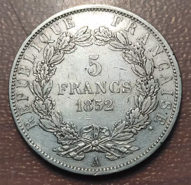 Francia France Napoleon Iii 5 Francos 5 Francs 1852 A Mbc+ 2