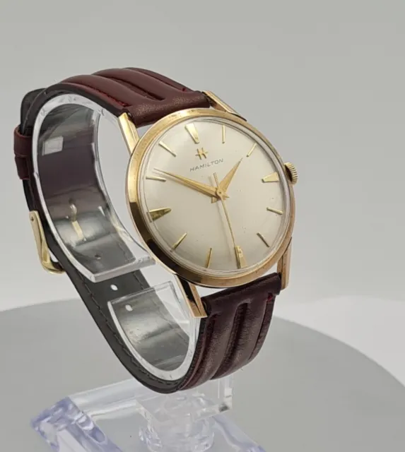 Gents Hallmarked 9Ct Gold Hamilton Mechanical Swiss Made Dress Watch 3