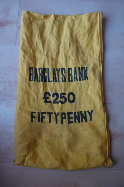 Vintage  Barclay '£250 Fifty Penny - Cloth Cash Bag Bags