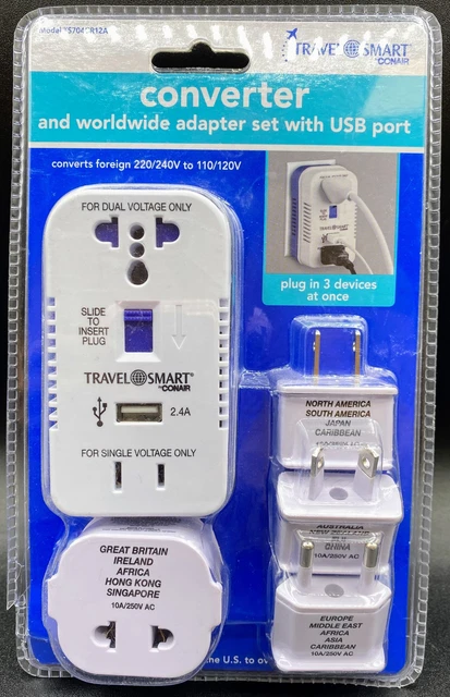 Travel Smart 2 Outlet Converter Set w/ USB Port - 039052011276