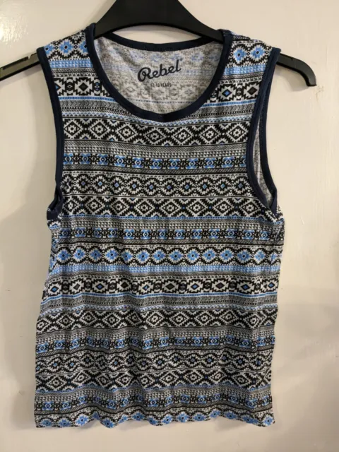 Boys REBEL blue vest top summer wear age 12 - 13 years holiday clothes clear out