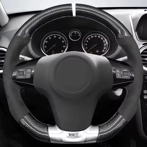 FOR VAUXHALL CORSA D MK3 06-11 ITALIAN LEATHER STEERING WHEEL COVER PINK STITCH