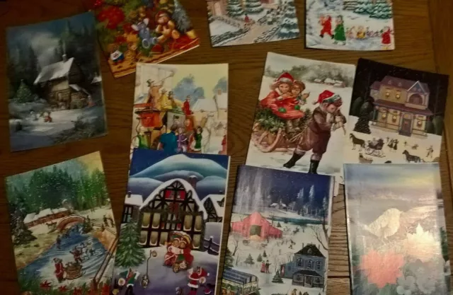 10 Assorted 1970/80’s Vintage Christmas Cards with traditional greetings [VA2]
