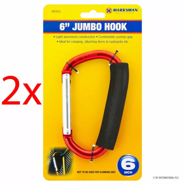 2 X 6” Large Aluminium Jumbo Carrying Hook Camping Home Rucksack Carabiner Bag