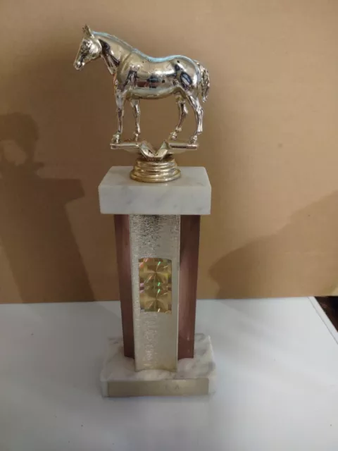 Vintage Horse Rodeo Trophy Marble Base 11" Height