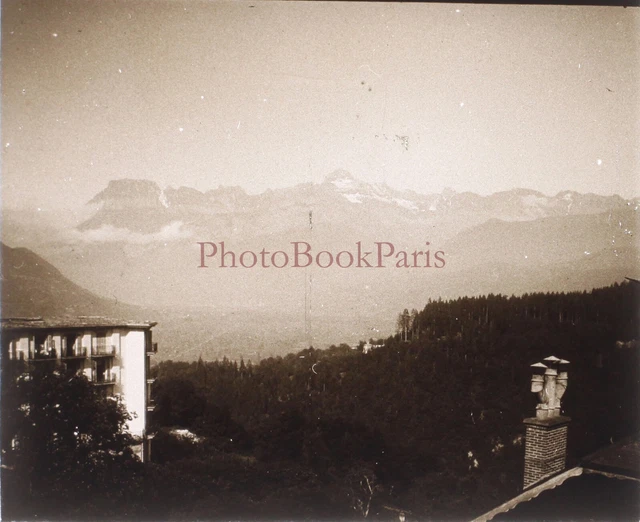 France ou Suisse Montagne c1900 Photo Plaque de verre Stereo Vintage P29L15n25