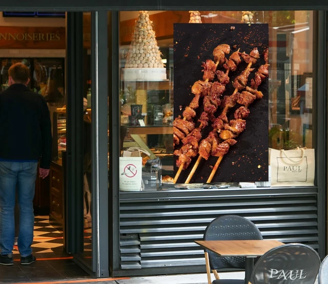 3D GRILL KEBAB Shop BBQ A1106 Window Stickers Vinyl Wallpaper Wall