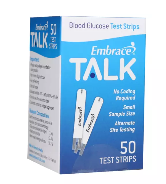 Embrace Sang Glucose Bandelettes de Test 50 Glucose Test Bandes