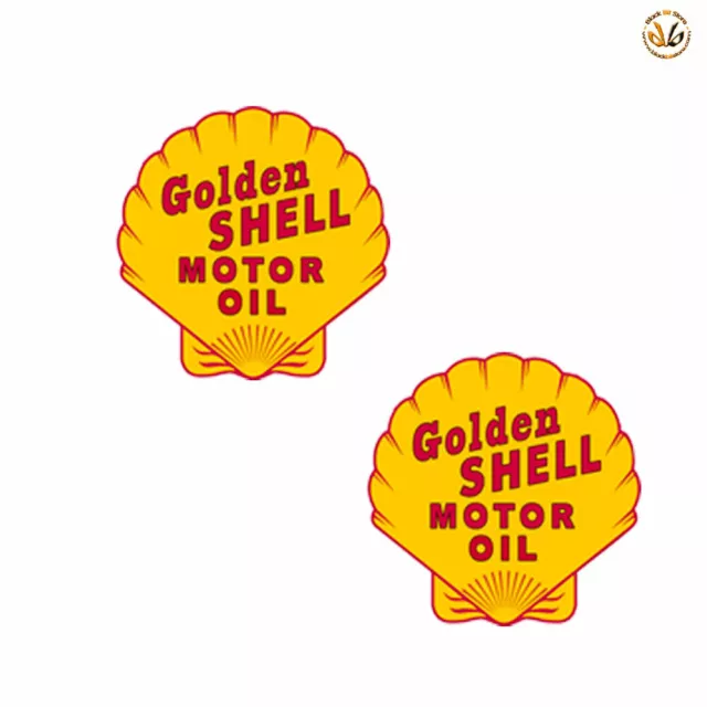 Adesivi replica golden shell motor oil sticker vintage auto moto print pvc 2 pz.