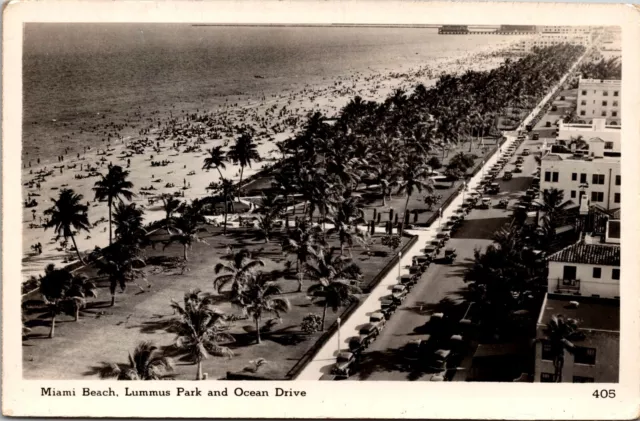 Miami Beach FL Lummus Park Ocean Drive RPPC Postcard Real Photo