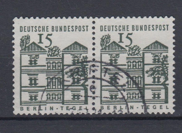 Bund 455 waagerechtes Paar Deutsche Bauwerke klein 15 Pf gestempelt /1