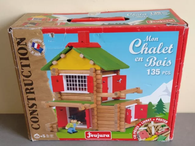 JEUJURA Mon Chalet en Bois - Jeu de Construction - Jeux Jouets en Bois Complet