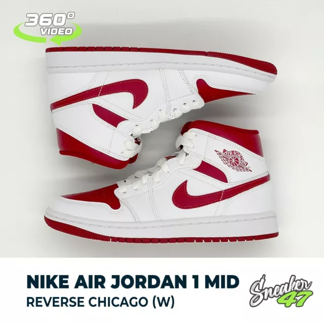 Nike Air Jordan 1 Mid Reverse Chicago Women Rot Weiß Damen Frauen Sneaker Schuhe