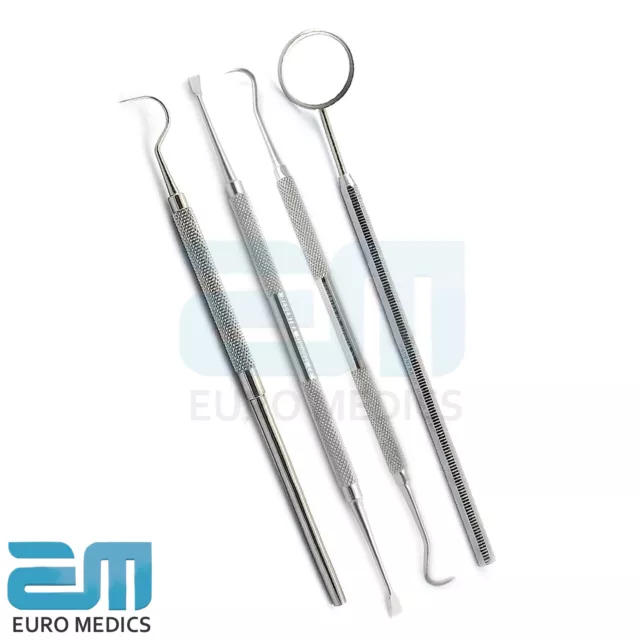 Set Of 4 Teeth Dental Dentist Handle Tools Tooth Scraper Calculus Remover Tools