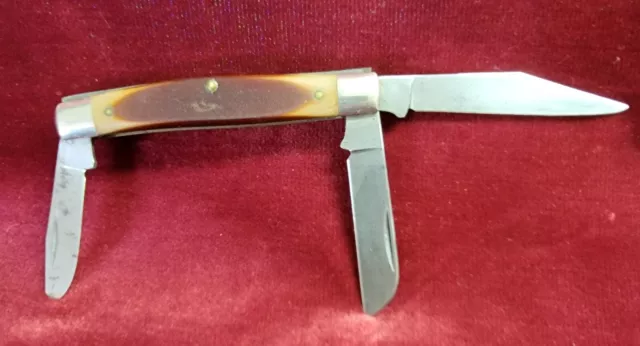 Vintage Schrade Old Timer 340T Usa 3 Blade Folding Pocket Knife 2