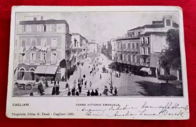 Cartolina Cagliari Primi '900 CORSO VITTORIO EMANUELE (viaggiata)          11/16