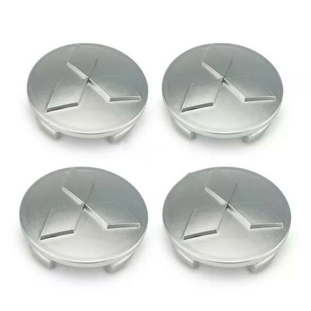 Silver Mitsubishi Alloy Wheel Centre Caps. 4 x 60mm.