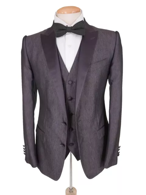 DOLCE & GABBANA New 46 US 36 MARTINI 3pc Tuxedo Suit Gray Wool Silk