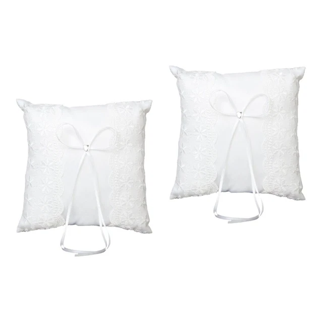 2 piezas cojín de almohada anillo de boda embellecido de 20*20 cm