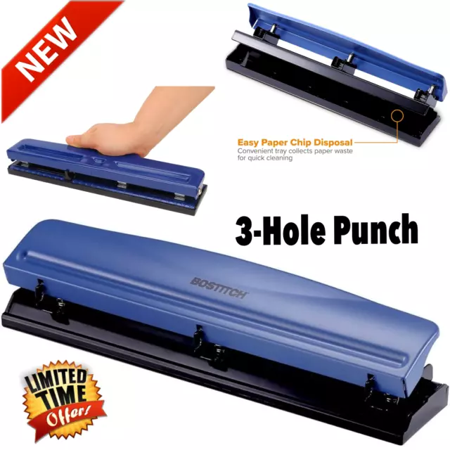 Premium Paper Puncher 3 Three Hole Punch Heavy Duty Metal Large Office Tools