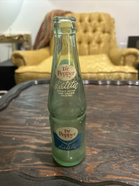 Vintage 1963 Dr. Pepper Dietetic ACL Green Glass Bottle 10 oz Sugar Free