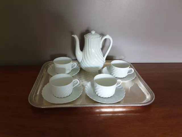 Service à thé ou café haviland modèle côtes torses de couleur blanche 4 tasses