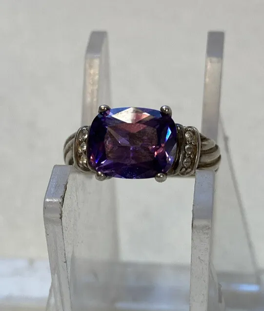 Vintage Avon Sterling Silver Ring With Amethyst?? Stone Very Good Condition