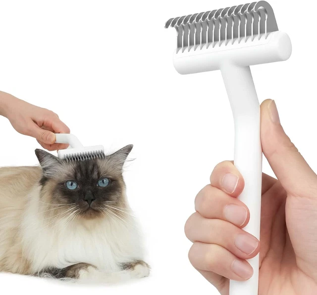 Aumuca Cat Brush for Long Haired Cats, Deshedding Tool and Dematting Comb Remove