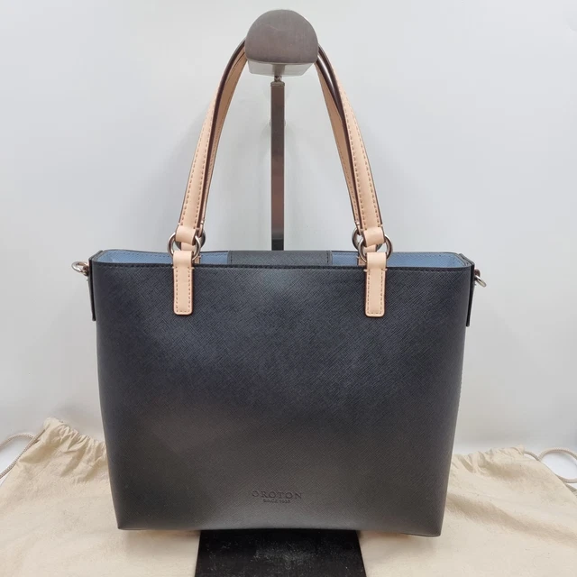 OROTON ESTATE BLACK Genuine Leather Mini Tote Crossbody Shoulder