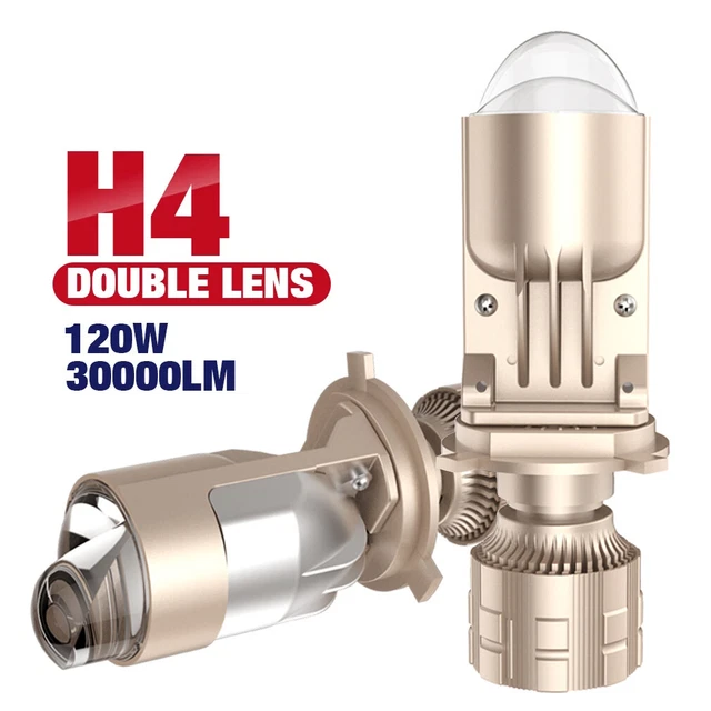 2-Pack H4 9003 Mini Bi-LED Projector Lens Headlight Bulbs – 6000K Hi/Lo Retrofit Kit, Universal Fit