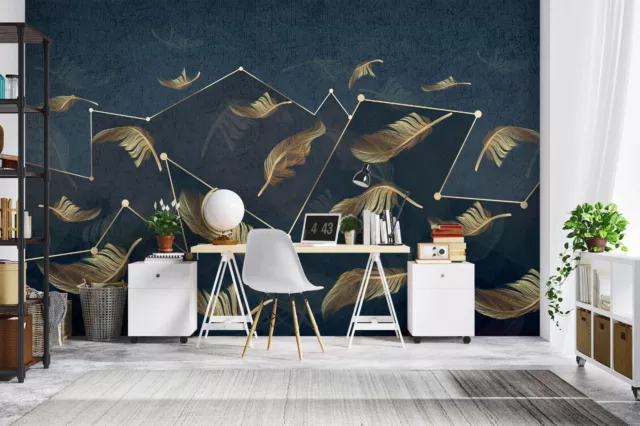 3D Golden Feather 7913 Wallpaper Mural Wall Print Wall Wallpaper Murals US Coco 2