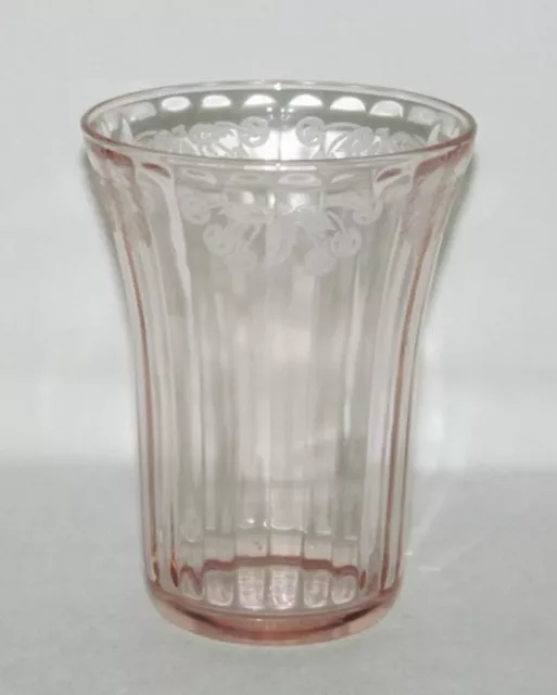 Hazel Atlas Glass FRUITS Pink Flat Water Tumbler (Cherries Only)