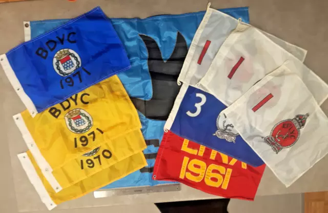 LOT of 10 Vintage Yacht Club Flags Nautical Sailing Sail Boat Regatta 60s 1970s