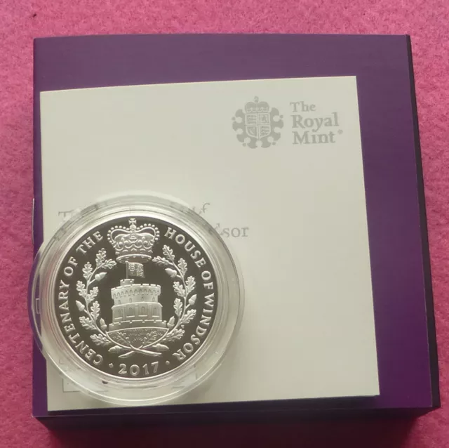 The Centenary Of The House Of Windsor 2017 Uk £5 Silver Proof Coin Box + Coa