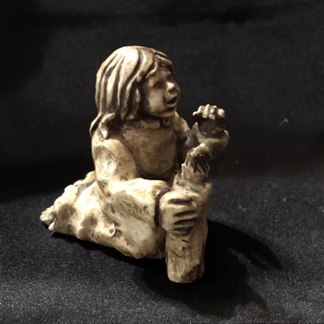 Vintage Figurine Child Kneeling With Fire/Candle Ceramic Chalkware Unsigned