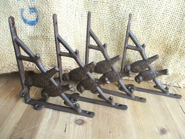 4 Cast Iron Antique Style BIRD Brackets Corbels Garden Braces Shelf Bracket Book