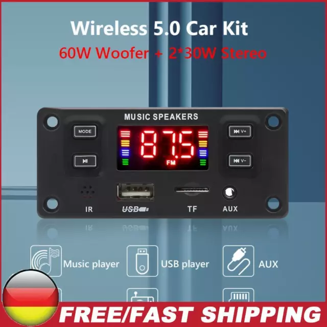 2 X 30W Stereo 60W Amplifier USB TF FM Radio Module Handsfree MP3 Player for Car