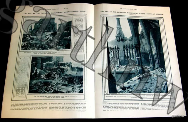 Canada Parliament Burns 1916 Pictorial Appam + Moewe Russian Wounded Soldier Art