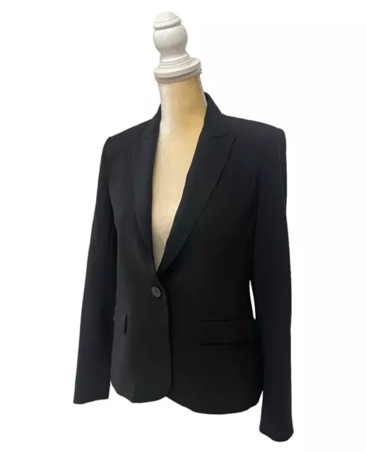 Theory Blazer Jacket Gabe Women's 4/Small Black Slim Fit Stretch Wool One Button