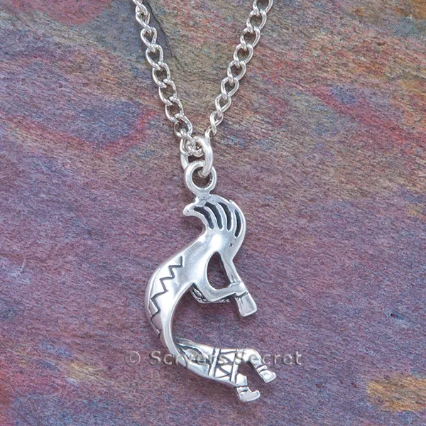 925 sterling silver KOKOPELLI 3D Charm Native American Indian Pendant Necklace