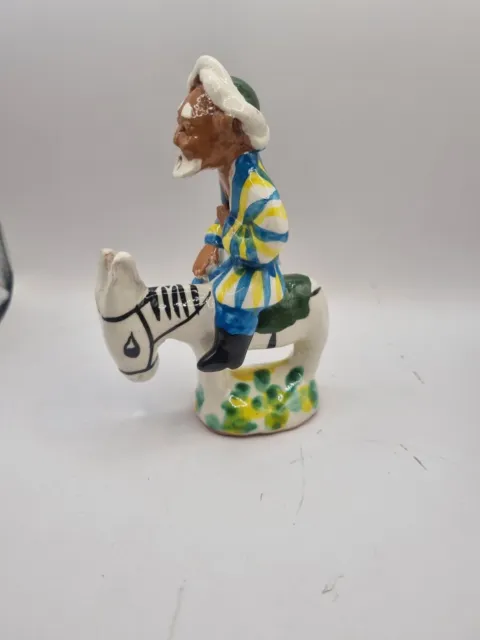 Vintage Antique Porcelain Figurine Old Man Set On A Donkey