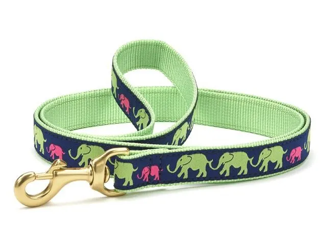 Up Country Teacup Leads Cute 6’ PREPPY Lead.  Pink And Green Elephants!